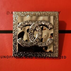 Upcycled Silver and Crystal Square Brooch